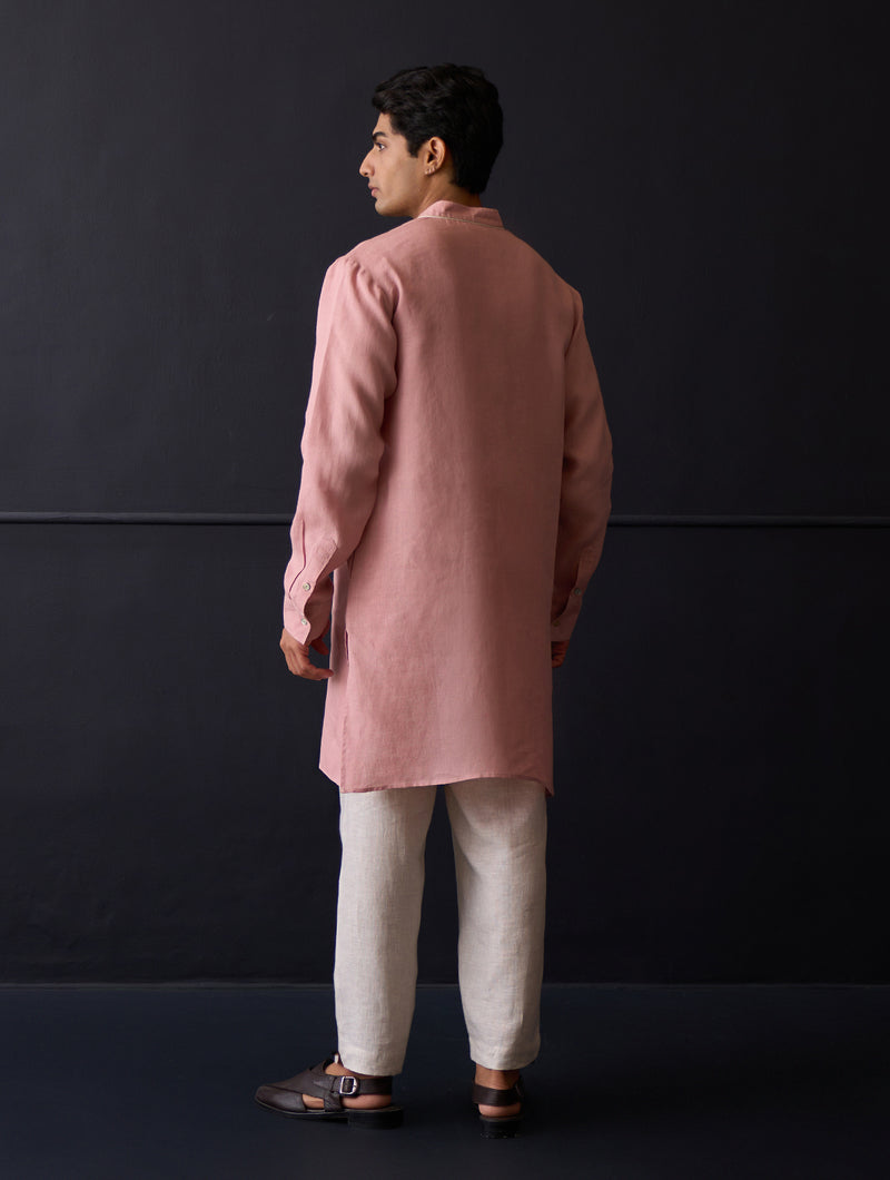 Sid Linen Kurta - Rose