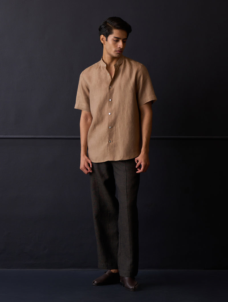 Taro Linen Shirt - Brown