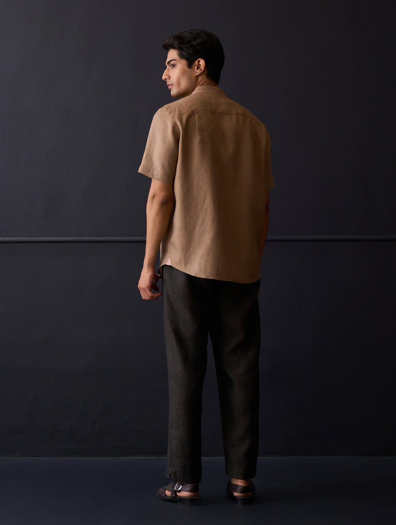 Taro Linen Shirt - Brown
