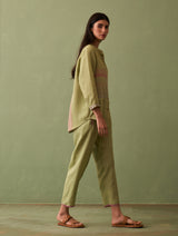 Resa Border Linen Co-ord Set - Fern