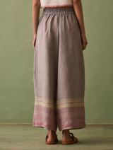 Vana Border Linen Pant - Ash