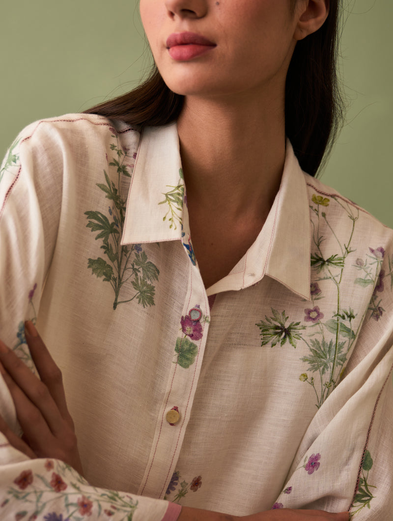 Mira Botanical Shirt - Ivory