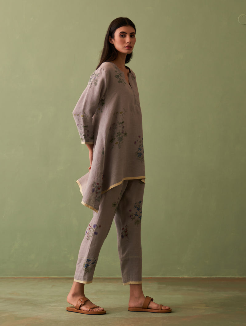 Rina Botanical Kurta - Ash