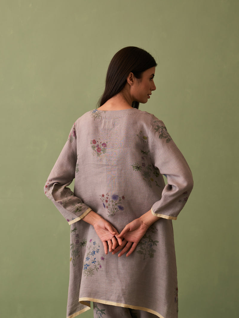 Rina Botanical Kurta - Ash