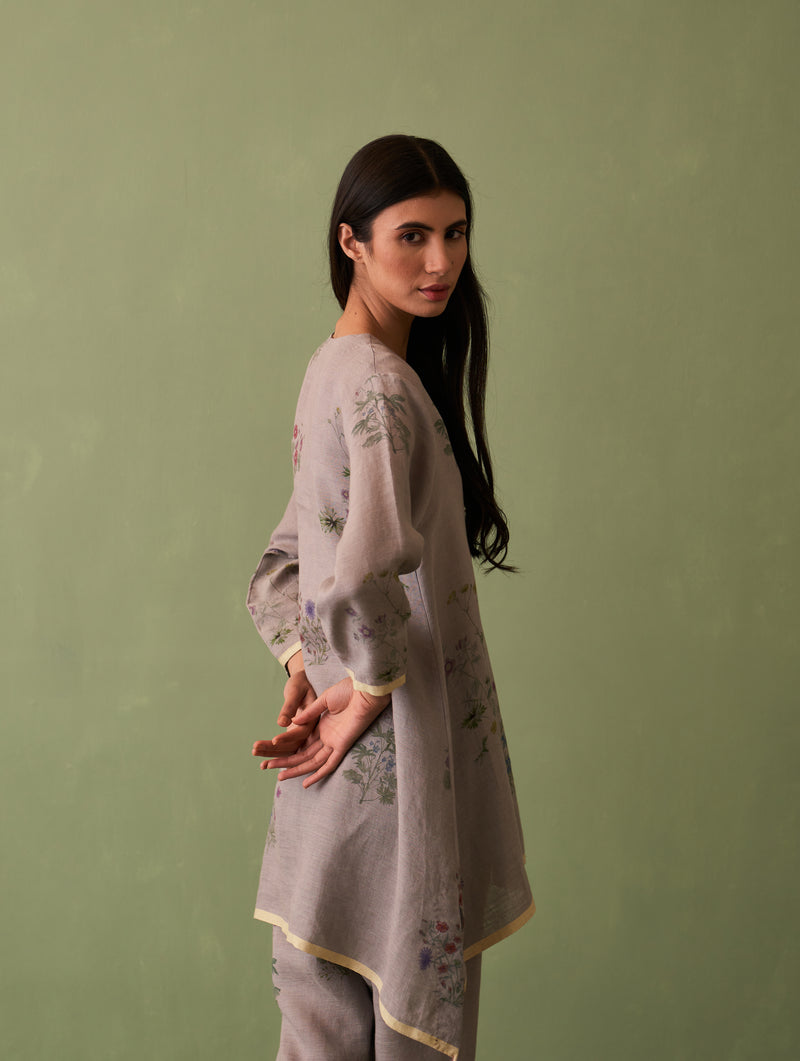 Rina Botanical Kurta - Ash