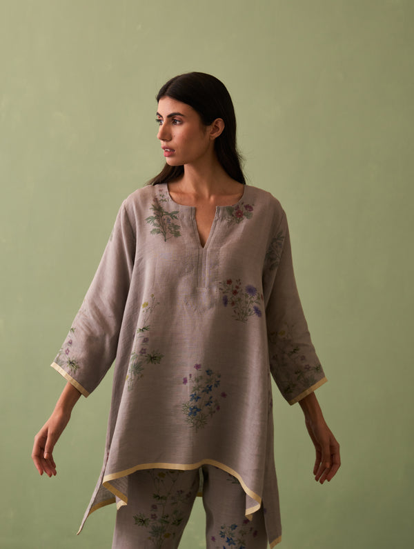 Rina Botanical Kurta - Ash