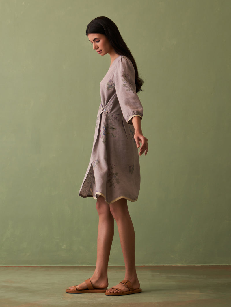 Mika Botanical Wrap Dress - Ash