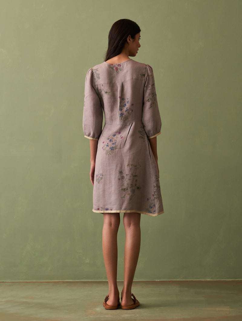 Mika Botanical Wrap Dress - Ash