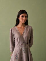 Mika Botanical Wrap Dress - Ash
