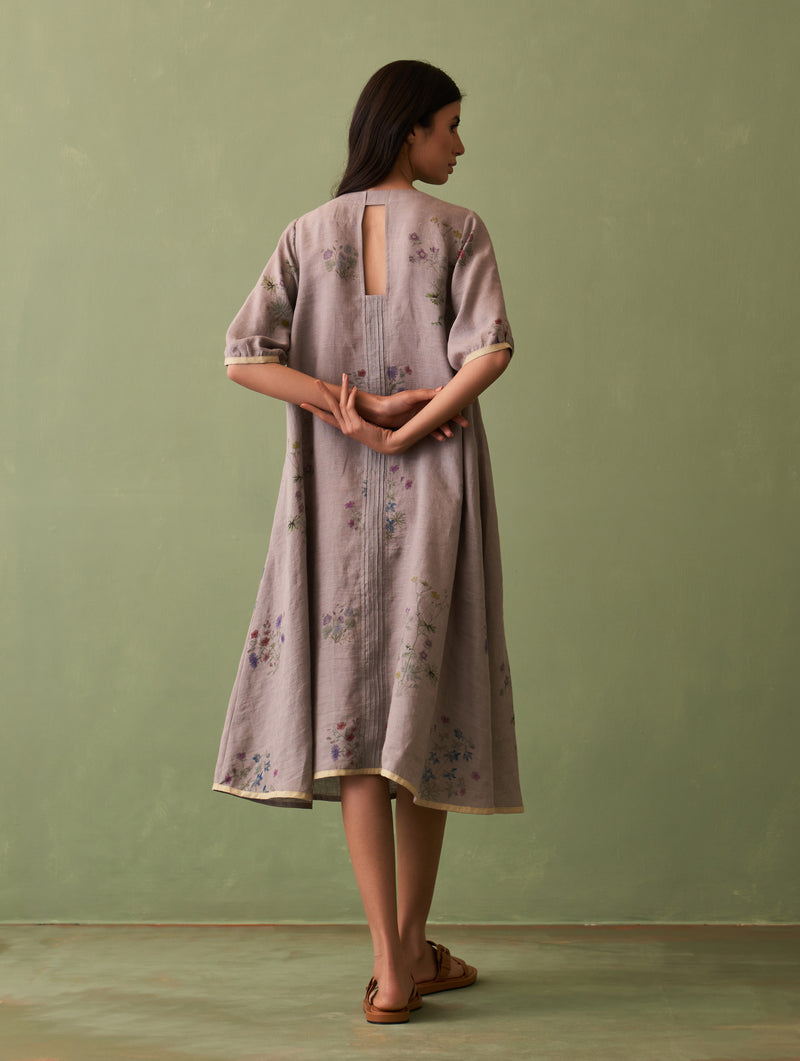 Kanami Botanical Linen Dress - Ash