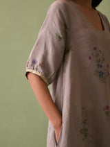 Kanami Botanical Linen Dress - Ash