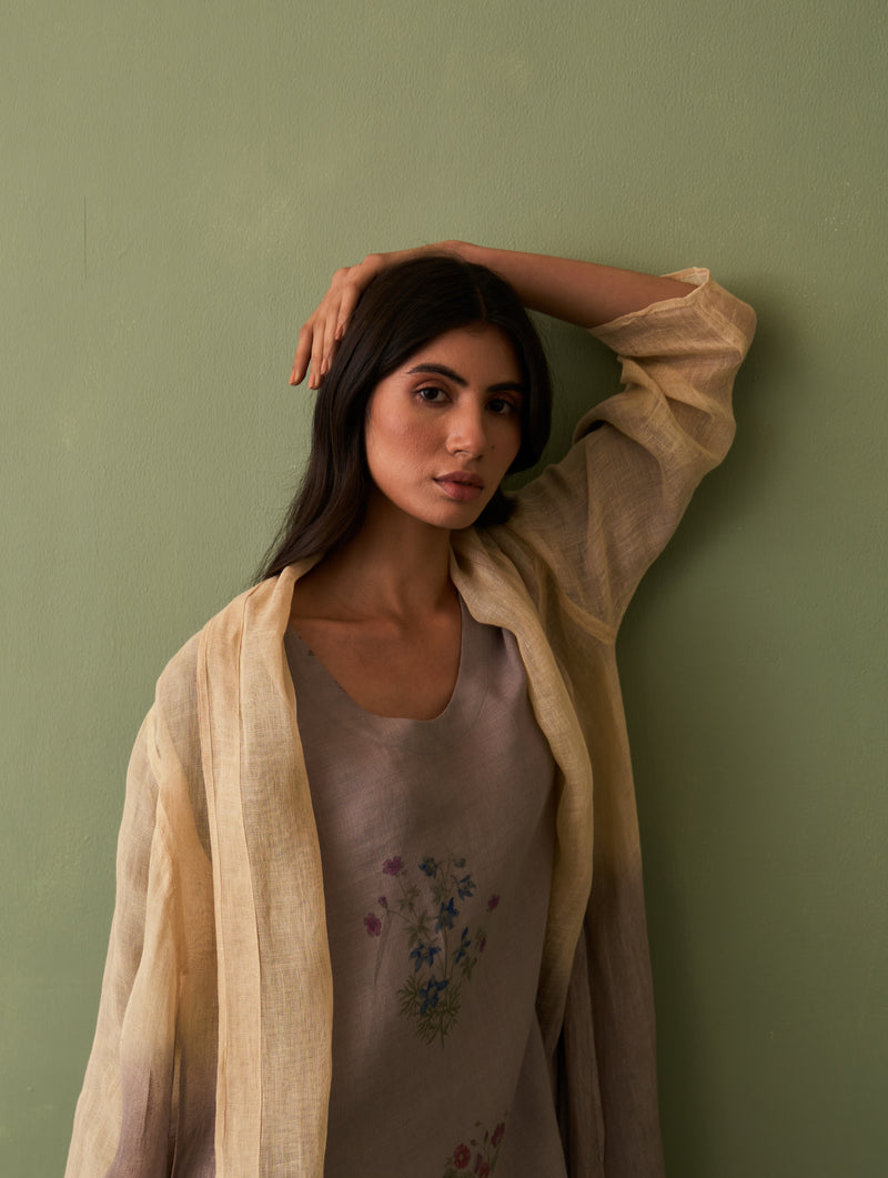Ana Ombre Linen Overlay - Ash