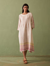Eza Pintucked Linen Dress - Ivory