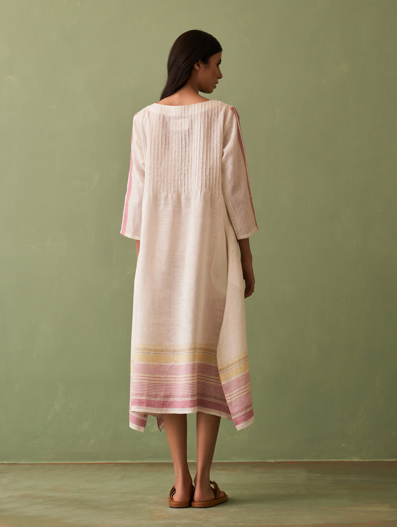 Eza Pintucked Linen Dress - Ivory
