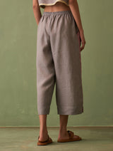 Yuri Border Linen Pant - Ash