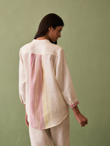 Resa Border Linen Shirt - Ivory
