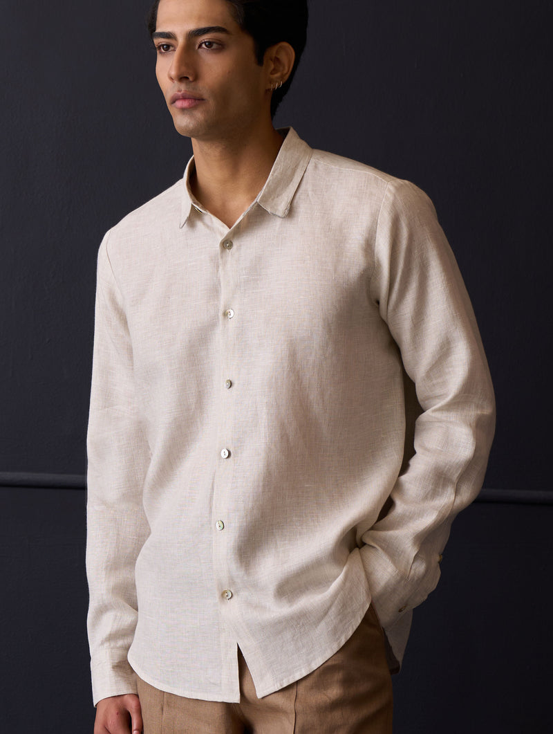 Koji Linen Shirt Off White – Manan