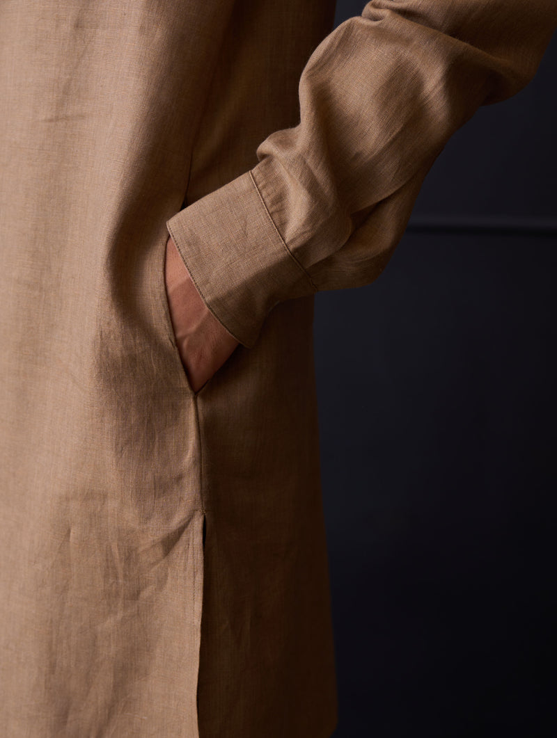 Sid Linen Kurta - Brown
