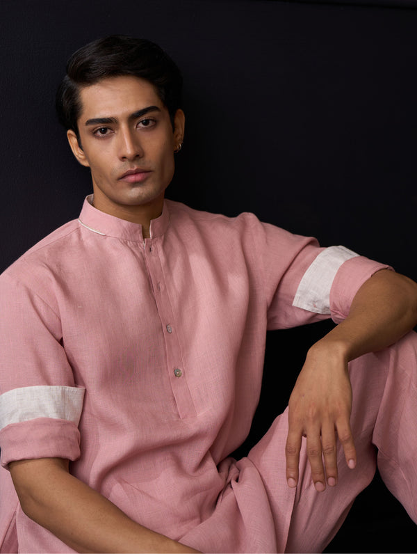 Sid Linen Kurta - Rose