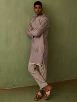 Hachi Botanical Linen Kurta Set - Ash