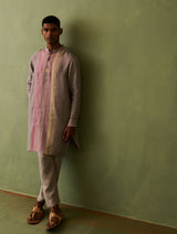 Rin Border Linen Kurta - Ash