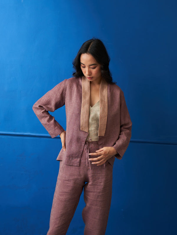 Ana Linen Summer Jacket - Plum