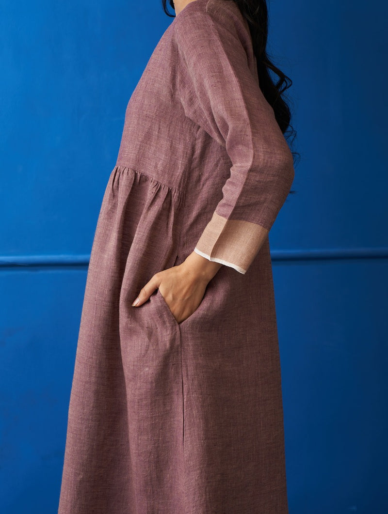Fayola Linen Dress - Plum