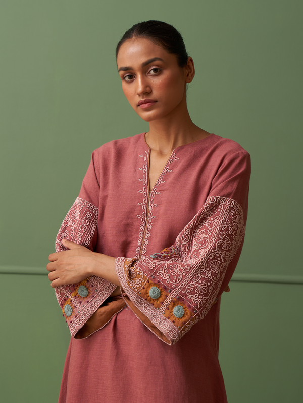 Linen Kurtas For Women Hand Embroidered Kurta for Women Manan