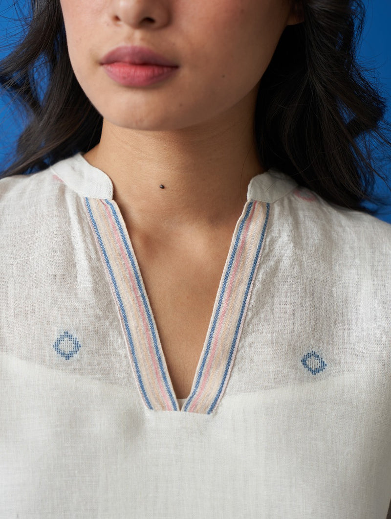 Luna Jamdani Linen Dress