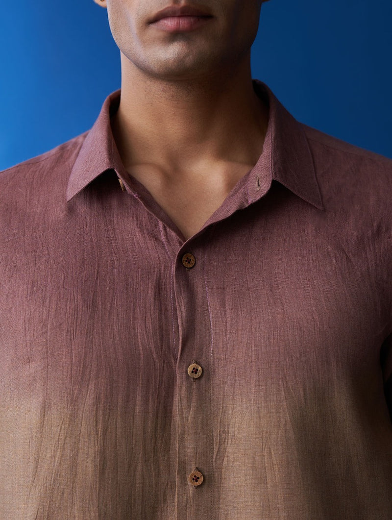 Nori Linen Tie-Dye Shirt - Plum