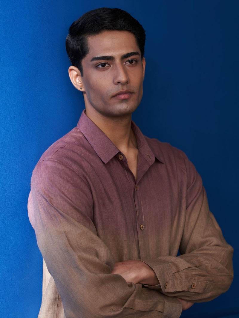 Nori Linen Tie-Dye Shirt - Plum