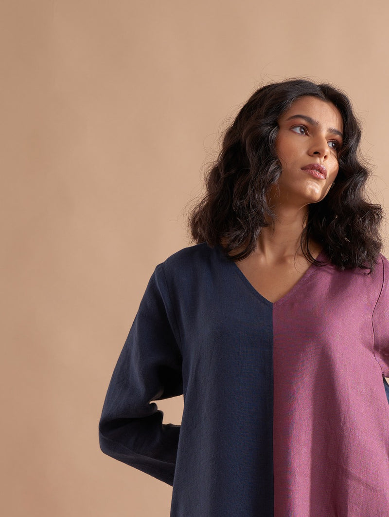 Anzu Color-Blocked Dress - Dusk