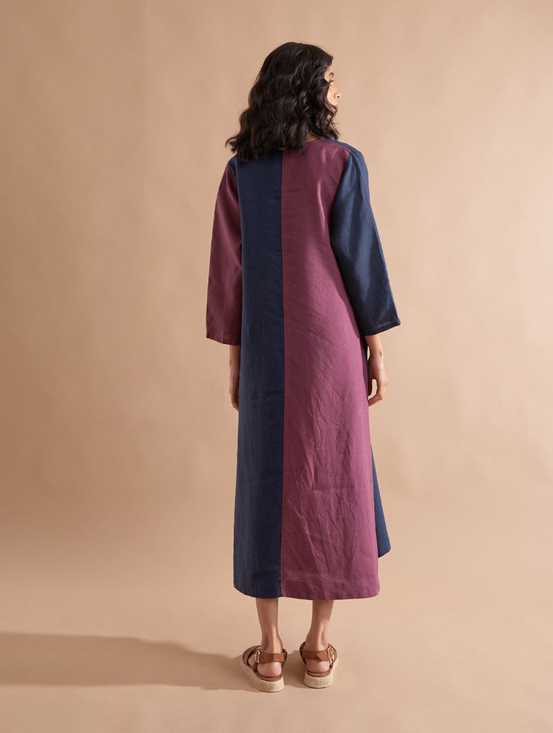 Anzu Color-Blocked Dress - Dusk
