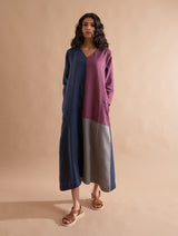 Anzu Color-Blocked Dress - Dusk