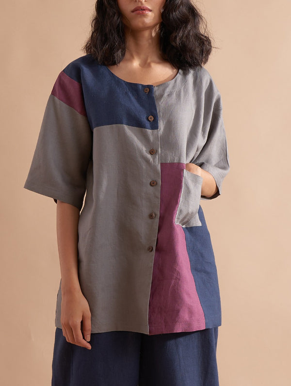 Sutton Color-Blocked Shirt - Dusk