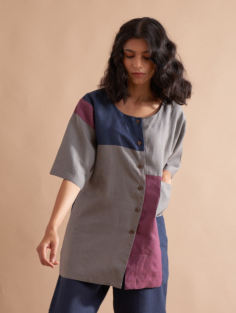 Sutton Color-Blocked Shirt - Dusk