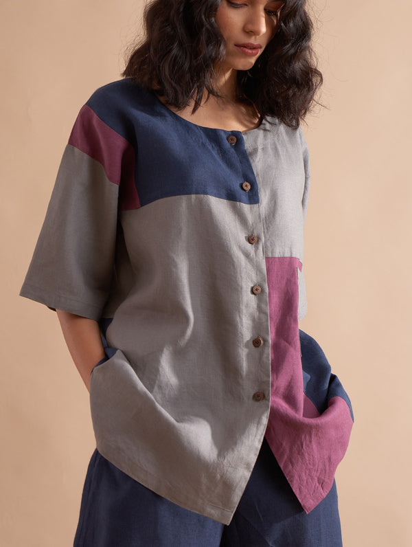 Sutton Color-Blocked Shirt - Dusk