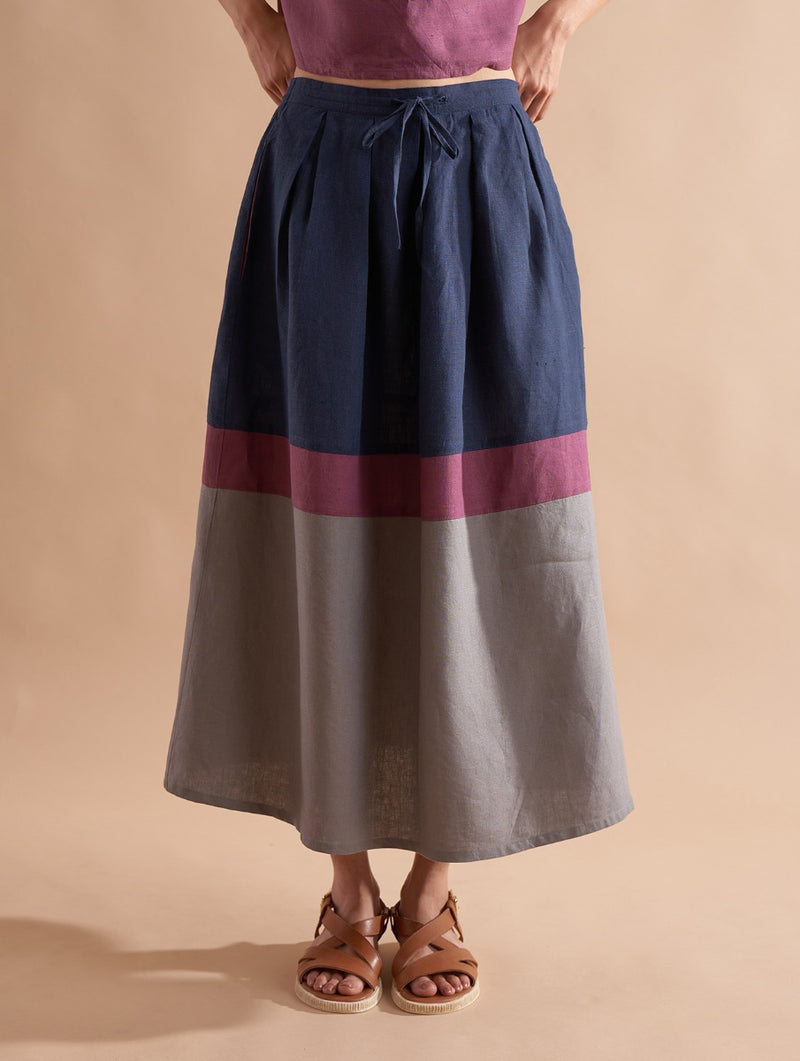 Iku Color-Blocked Skirt - Dusk