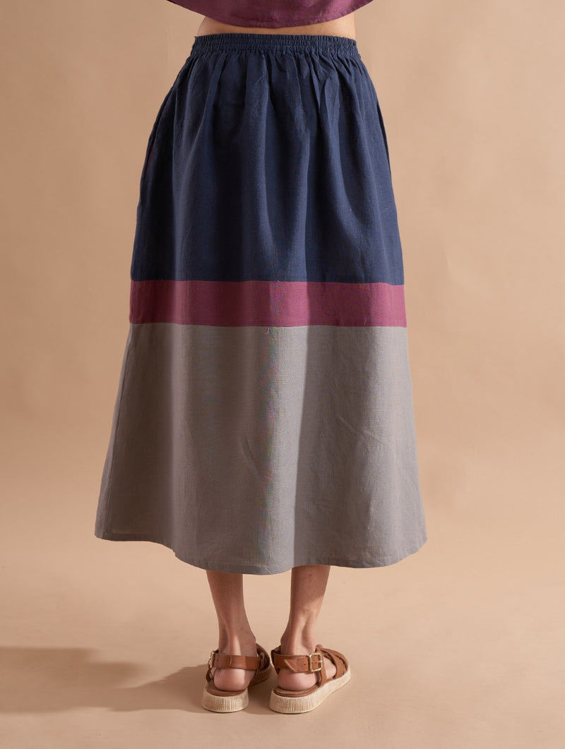 Iku Color-Blocked Skirt - Dusk