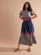 Iku Color-Blocked Skirt - Dusk