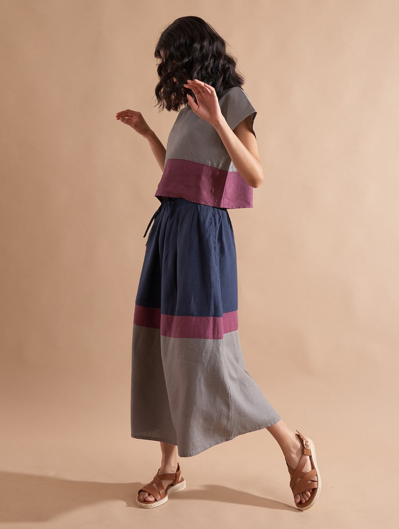 Iku Color-Blocked Skirt - Dusk
