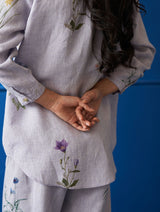 Mae Water-Color Botanical Linen Co-ord set - Lilac