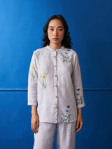 Mae Water-Color Botanical Linen Co-ord set - Lilac