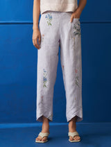 Caron Botanical Printed Linen Pants - Lilac