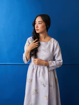 Samar Floral Peasant Dress - Lilac