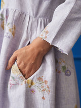 Samar Floral Peasant Dress - Lilac