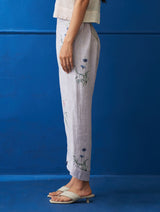 Caron Botanical Printed Linen Pants - Lilac