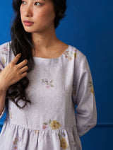 Samar Floral Peasant Dress - Lilac