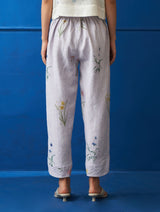Caron Botanical Printed Linen Pants - Lilac