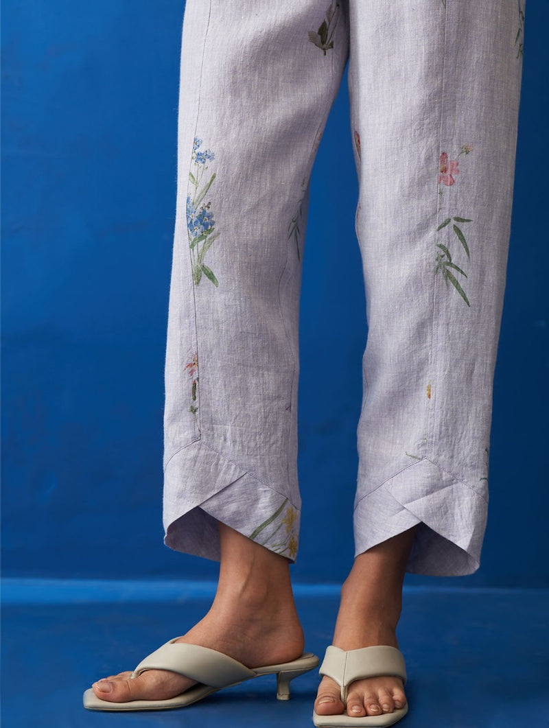 Mae Water-Color Botanical Linen Co-ord set - Lilac